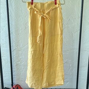 Yellow Women's Pants with Tie Waist